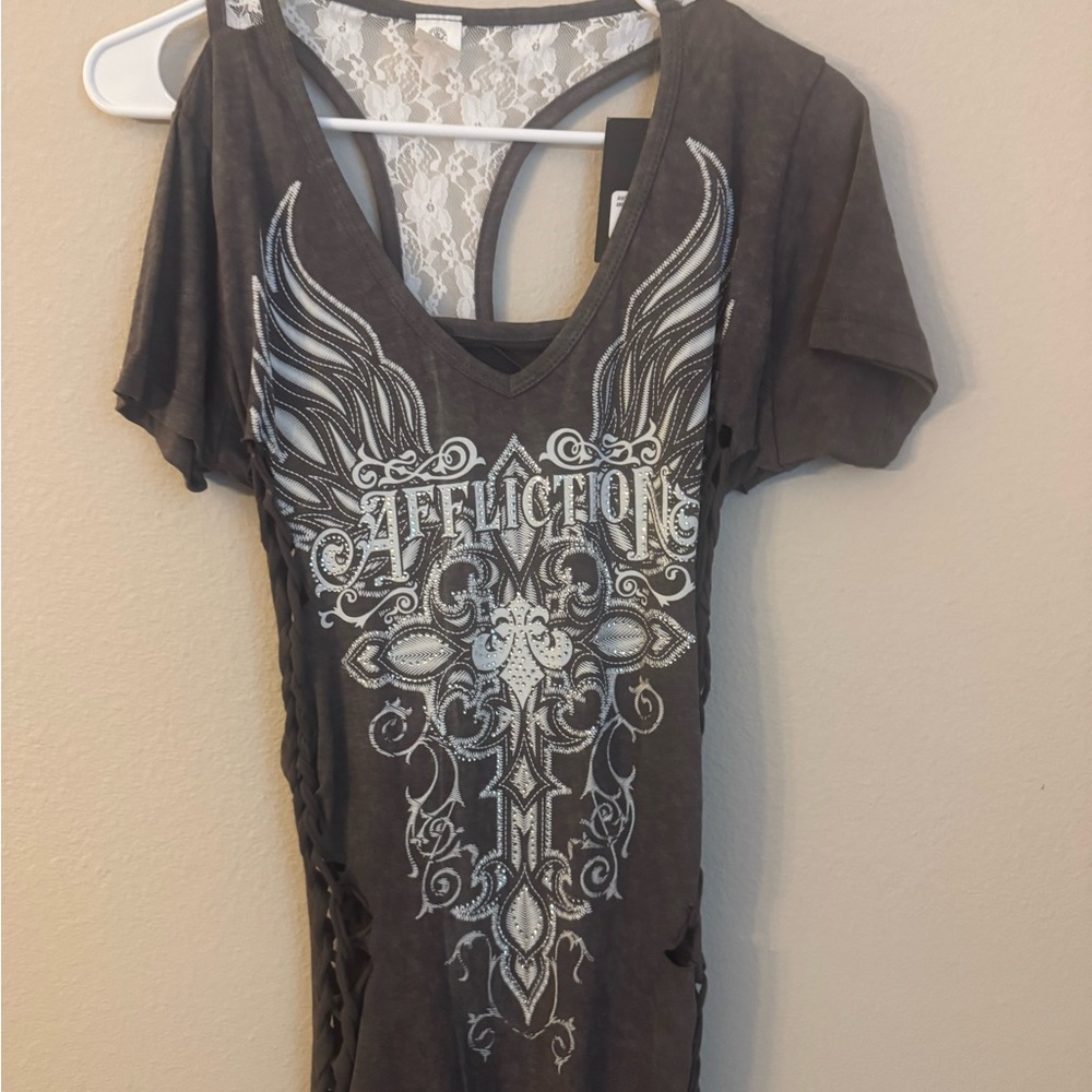 Affliction Women's Charcoal Graphic Tee